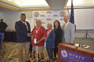 BVA National President and Eschenbach with Angel Sponsorship recepient Manuel Guisa.