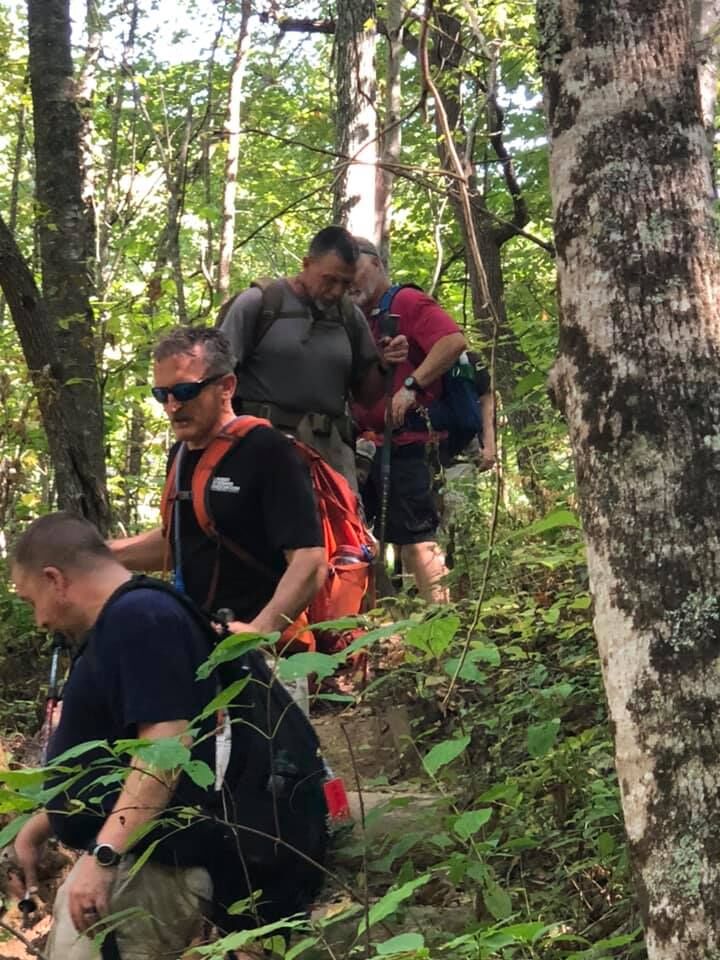 Lonnie Bedwell, second from bottom in line of Appalachian Trail backpackers, discovered in BVA’s Operation Peer Support initiative a fellowship of blinded veterans that is priceless.